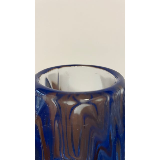 Mid-Century Czech Blue Glass Vases attributed to Rudolf Schrötter for Rosice, 1960s, Set of 2 For Sale - Image 9 of 11