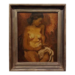 Moses Soyer -1930s Portrait of a Seated Nude Female -Oil Painting