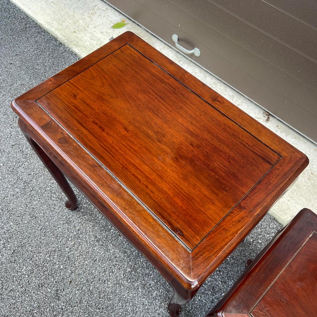 Vintage Chinese Traditional Solid Rosewood Nesting Tables - Set of 3 For Sale - Image 4 of 10