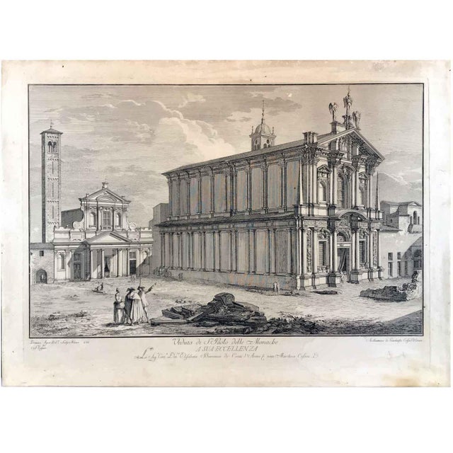 Domenico aspari, san paolo delle monache, milan, 1788. Beautiful view, engraved with etching and engraving, with original...