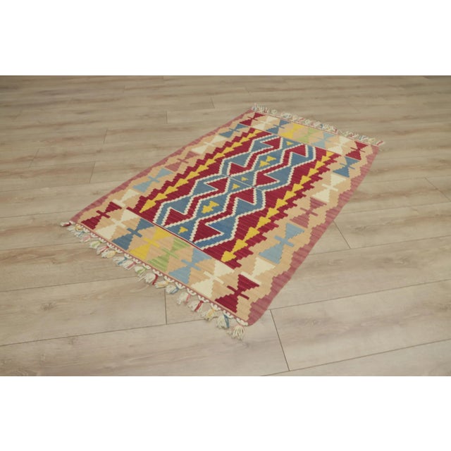 1970s Scandinavian Red Small Kilim For Sale - Image 4 of 13