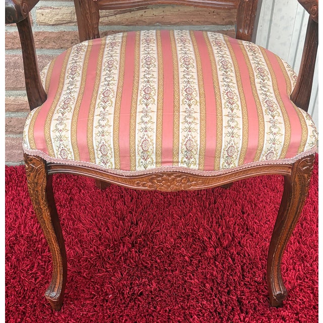1960s Charles X Style Wooden Armchair with Fabric Upholstery, 1960s For Sale - Image 5 of 6