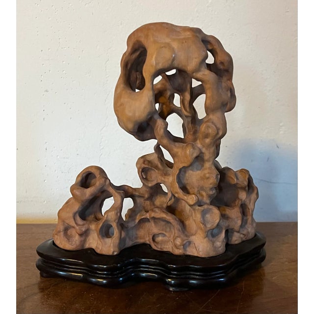 Early 20th Century Antique Early 20th Century Chinese Carved Root Scholar's Object on Conforming Wood Stand For Sale - Image 5 of 12