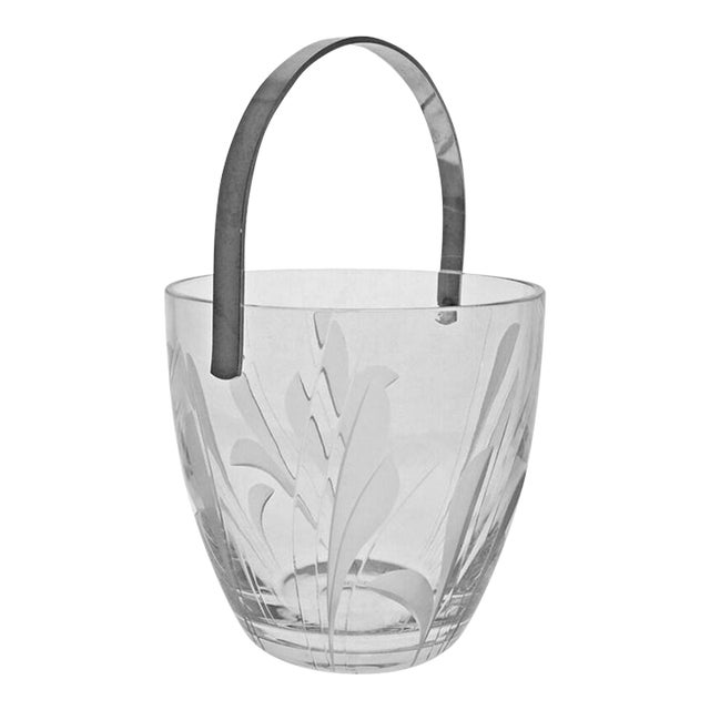 Atlantis Crystal Ice Bucket Metal Swing Handle Luxury Barware Modern Portugal Crystal Home Bar For Sale