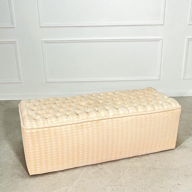 1970s 1970's Textural Neutral Tufted Bench For Sale - Image 5 of 7