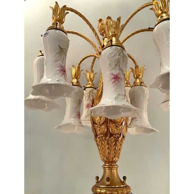Late 20th Century Pair Monumental Tiche Milano Porcelain Floral Urn Lamps, Italy For Sale - Image 9 of 11