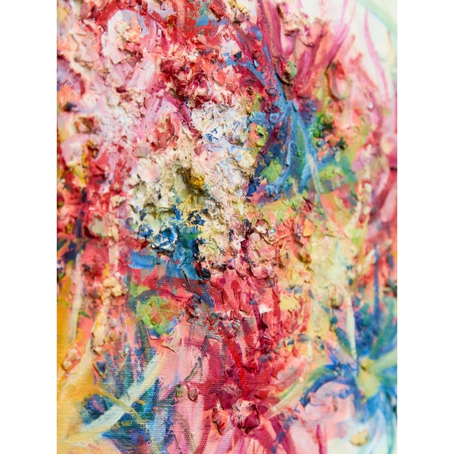 “Splash” by Margarette Singer, Large Mid-Century Abstract Floral Oil Painting For Sale - Image 9 of 12