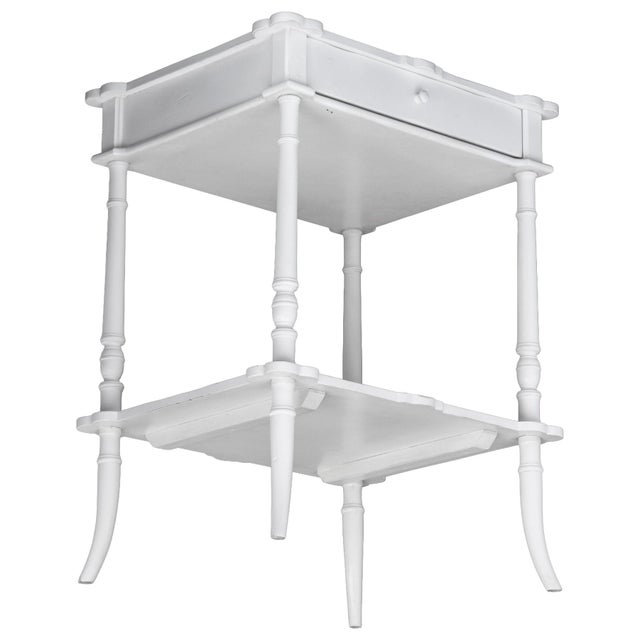 Vintage White Bedside Accent Table For Sale - Image 9 of 9