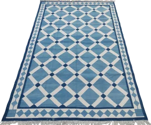 Handmade Cotton Diamond Cross Rug, Blue And White 6'x9'