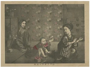 Women and Child at Play, Paper