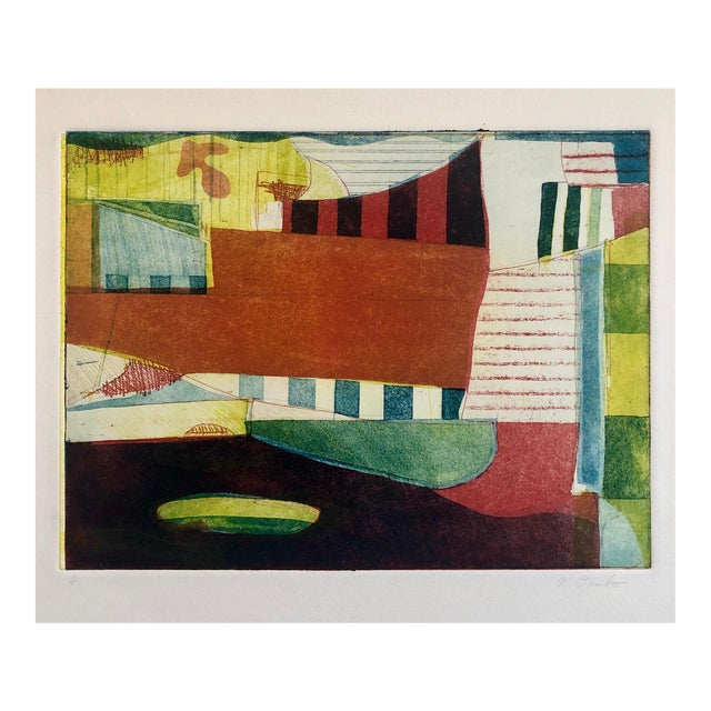 Pierre Obando, Abstract Modernist Colorful Bold Monoprint Monotype Painting Print Pierre Obando, 1997 For Sale