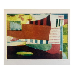 Pierre Obando, Abstract Modernist Colorful Bold Monoprint Monotype Painting Print Pierre Obando, 1997