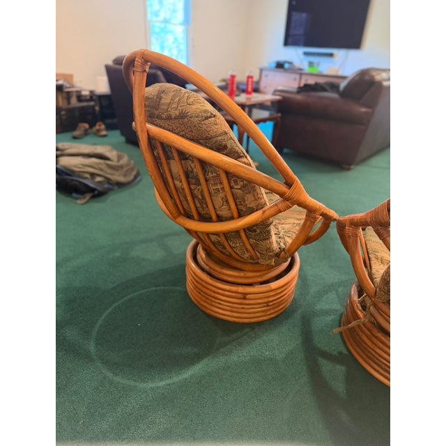 Vintage Mamasan Swival Chairs For Sale - Image 6 of 6
