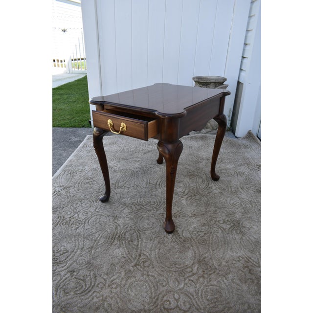 Vintage Harvest House Cherrywood Queen Anne Style Side Table W/Drawer For Sale - Image 11 of 12