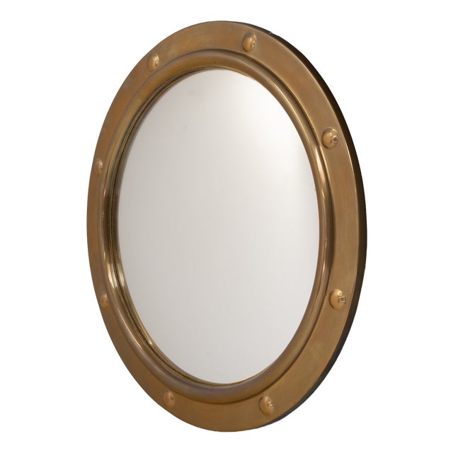 Porthole Mirror in Brass Frame, 1930 For Sale