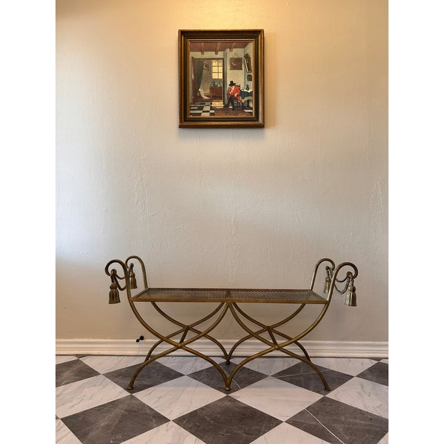 Mid 20th Century Italian Gilt Metal Rope & Tassel Bench For Sale In Dallas - Image 6 of 11