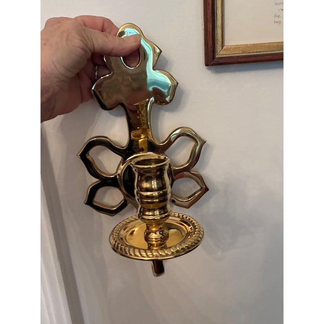 Virginia Metalcrafters Virginia Metalcrafters Pr Brass Wall Candle Sconces Colonial Williamsburg, Set B For Sale - Image 4 of 11