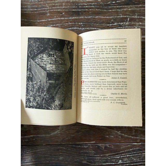 In Memoriam Elbert and Alice Hubbard 1915 Roycrofters Leather Bound Memorial Book Arts and Crafts Movement For Sale - Image 9 of 11