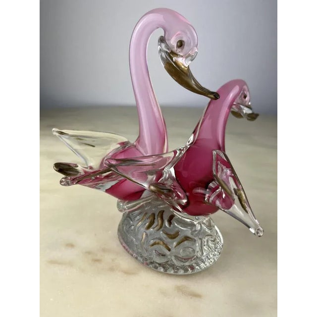 Pink Italian Swans Figurine in Murano Glass, 1960s For Sale - Image 8 of 8