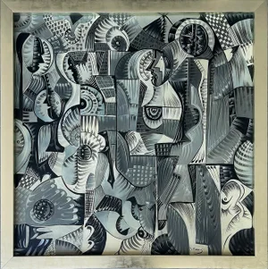 Daniel Morales Cuban American Abstract Painting on Canvas, 1970s