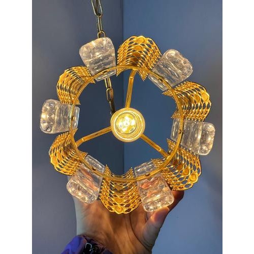 This pendant lamp by Carl Fagerlund for Orrefors in Sweden impresses with its clean, geometric hexagonal shape. The...