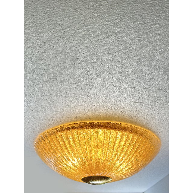 2020s Venetian Lens Amber “Graniglia” Murano Glass Flush Mount For Sale - Image 5 of 6