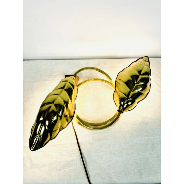 Tommaso Barbi Mid-Century Tommaso Barbi & Carlo Giorgi Brass Double Leaf Lamp For Sale - Image 4 of 12
