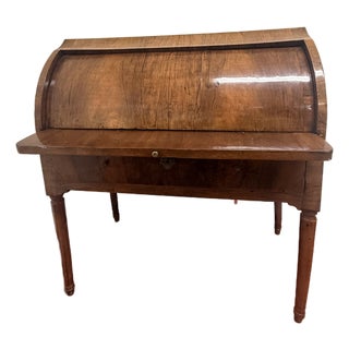 French 1700s Antique Roll Top Cherry Cylinder Desk For Sale