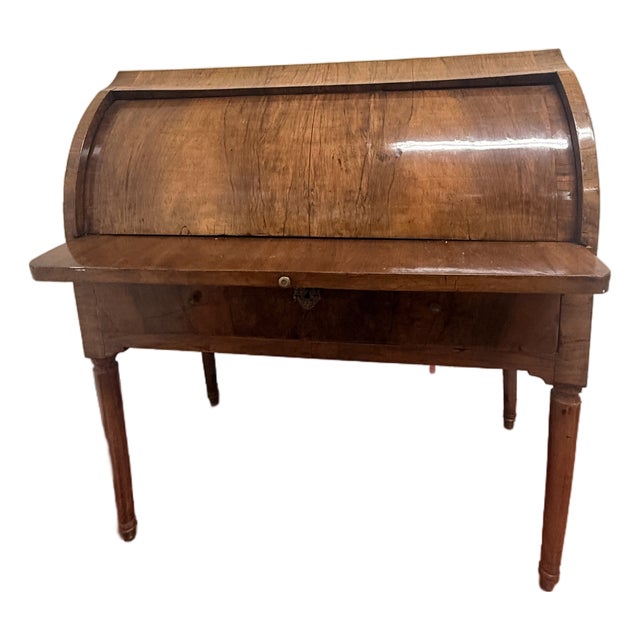 French 1700s Antique Roll Top Cherry Cylinder Desk For Sale