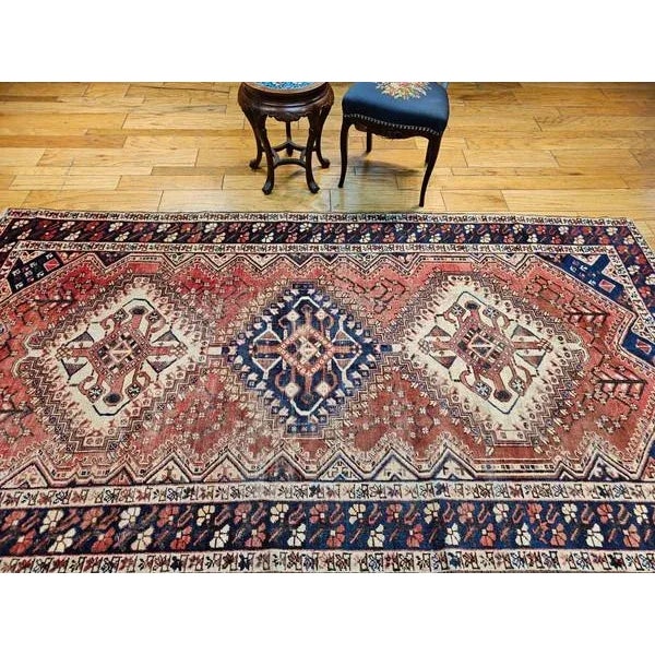 Vintage Persian Shiraz Tribal Rug, Hand-Knotted Wool, Early 1900s For Sale - Image 4 of 12