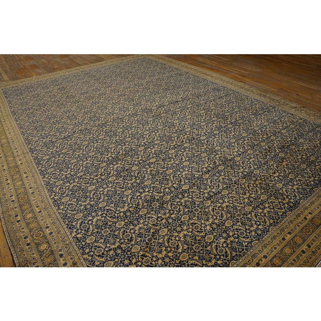 Navy Blue Beautiful Decorative Large Size Allover-Floral Design Navy Color Antique Persian Tabriz Rug For Sale - Image 8 of 11