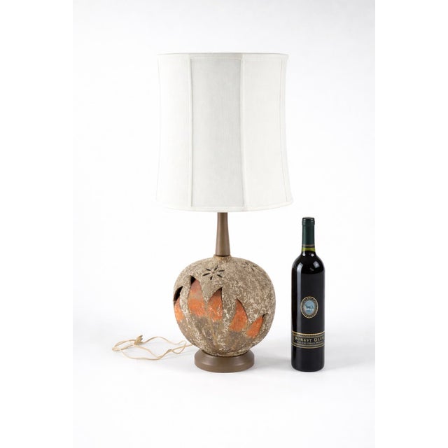 1960s Mid-Century Modern Brutalist Pierced Ceramic Lamp For Sale - Image 4 of 12
