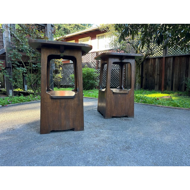 Charles Limbert Oak Pagoda Tabouret Side Table Attributed to Charles Limbert C. Early 20th Century For Sale - Image 4 of 7