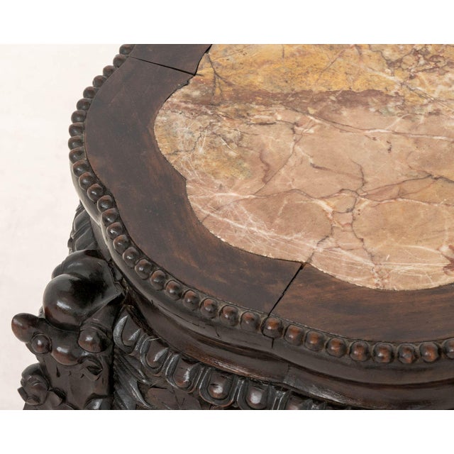 Late 19th Century Chinese Red Marble Inset Hongmu Low Pedestal Table For Sale - Image 5 of 6