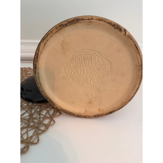 Vintage Mar-Crest Daisy Dot Colorado Brown Glazed Stoneware Cookie Jar With Lid For Sale - Image 4 of 5