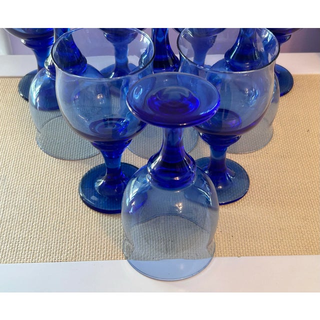 Libbey Cobalt Blue Glasses - Set of 10 For Sale - Image 10 of 11