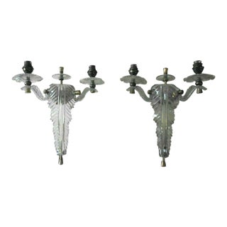 1960's French Mid Century Modern Plexiglass Brass Feather Plume Wall Sconces Attrib. Pierre Guariche - a Pair For Sale