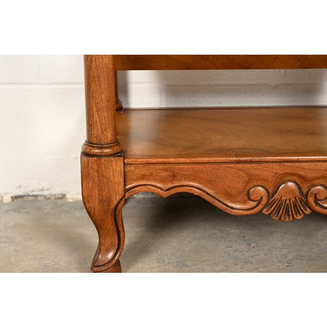Baker Furniture French Provincial Louis XV Walnut and Burl Wood Book Stand or Magazine Stand | Circa 1960s For Sale - Image 10 of 15
