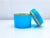 Large, cylindrical Murano opaline glass jewelry box, blue and turquoise in color. Material: Blue and turquoise opaline...