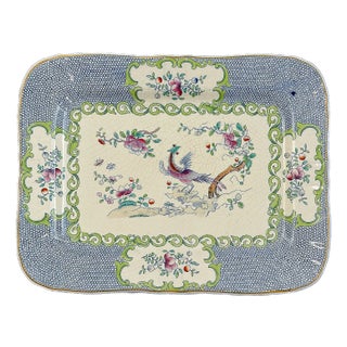 Late 19th Century Early Minton Cockatrice Blue Border & Green Scroll Serving Platter For Sale