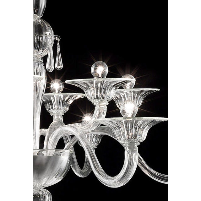 Contemporary Elegant Transparent Venetian Murano Glass Chandelier For Sale - Image 3 of 6