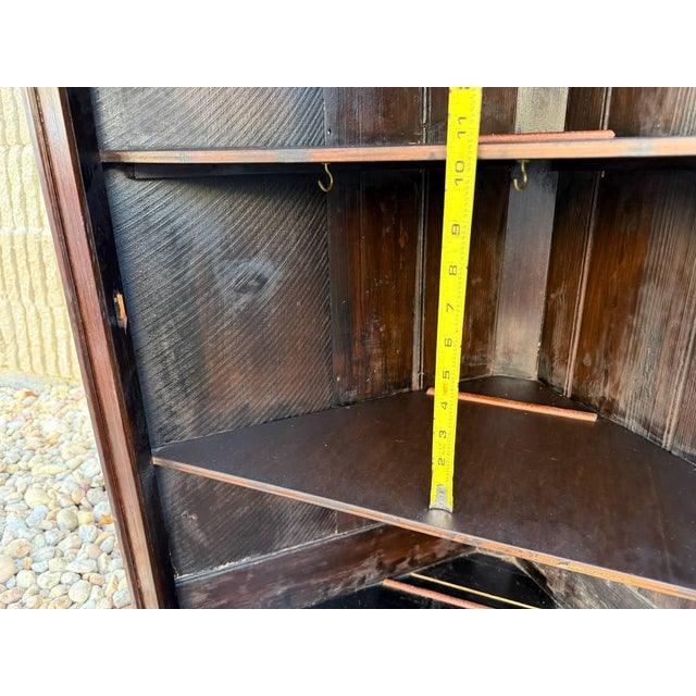 Brown Antique Georgian Syle Single Door Hanging Corner Cabinet For Sale - Image 8 of 18