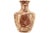 Tall nine inch deep shoulder shape studio art clay vase in a three tone swirled clay in tan and chocolate on cocoa brown...