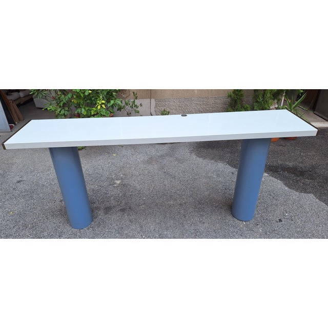 Console in White Lacquer with Cylindrical Plastic Legs by Tresoldi Salvati, 1980s For Sale - Image 11 of 11