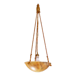 Orange Art Deco Alabaster Pendant, 1950s