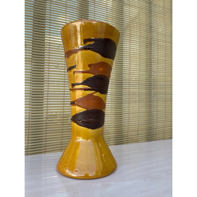 Mustard Mid Century Modern Earth Wrap Ceramic Vase by Royal Haeger Pottery. Circa 1960s. For Sale - Image 8 of 11