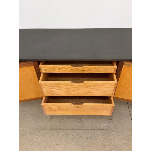 Brown Gino Russo Carved Wood & Slate Floating Credenza For Sale - Image 8 of 12