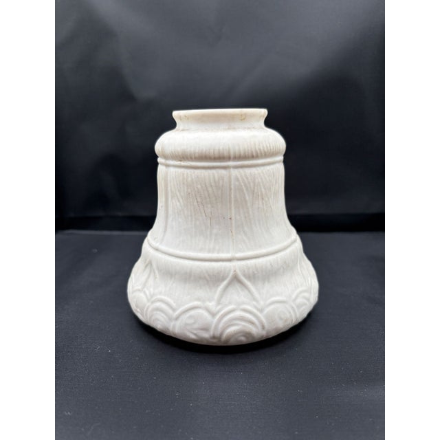 Glass 1950s Art Nouveau Frosted Milk Glass Bellflower Floral & Stripes Globe , 2.25" Fitter For Sale - Image 7 of 7