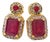 Bochic "Orient" Vintage Ruby & Multi Diamond Earrings Set In 18K Gold & Silver For Sale