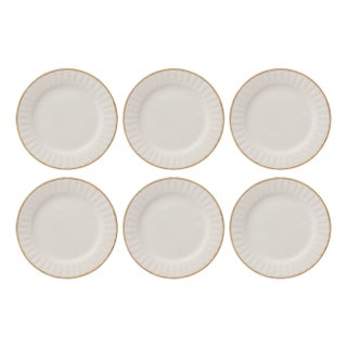 White and Gold Wicker Plates from Este Ceramiche, Set of 6 For Sale